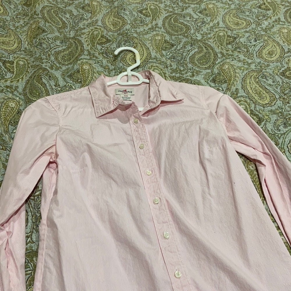 J. Crew button up. Pink and white pin stripes. XXS.